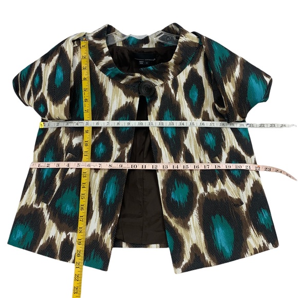 Large Print Leopard Brown & Turquoise Swing Blazer - Picture 15 of 15